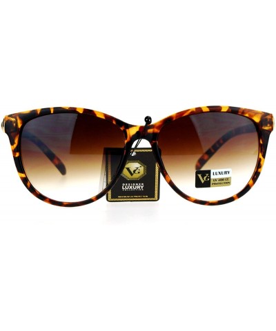 Oversized VG Eyewear Jewel Buckle Hinge Horn Rim Oversize Cat Eye Sunglasses - Tortoise Brown - CW12H8RUK3B $12.78