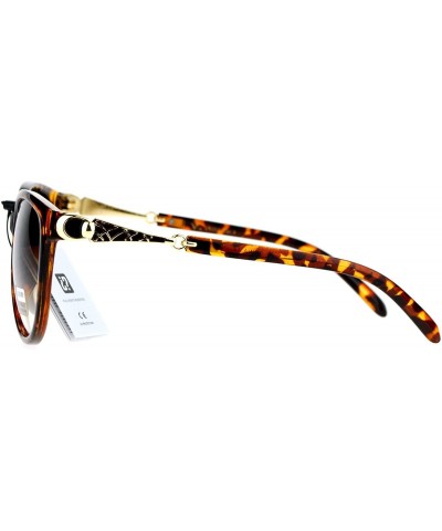 Oversized VG Eyewear Jewel Buckle Hinge Horn Rim Oversize Cat Eye Sunglasses - Tortoise Brown - CW12H8RUK3B $23.13