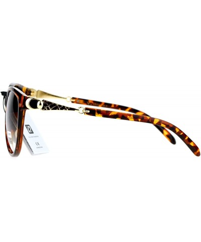 Oversized VG Eyewear Jewel Buckle Hinge Horn Rim Oversize Cat Eye Sunglasses - Tortoise Brown - CW12H8RUK3B $12.78