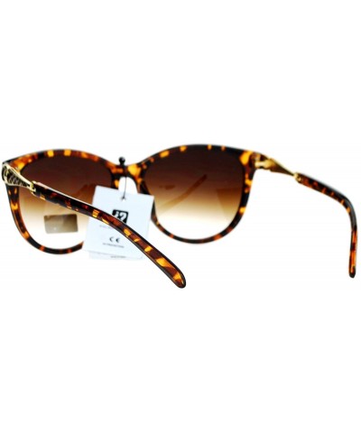 Oversized VG Eyewear Jewel Buckle Hinge Horn Rim Oversize Cat Eye Sunglasses - Tortoise Brown - CW12H8RUK3B $12.78