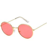 Round Vintage Round Sunglasses Women Er Retro Luxury Sun Glasses Small Mirror Ladies Oculos - Gold Red - CP198AHO9WI $29.37