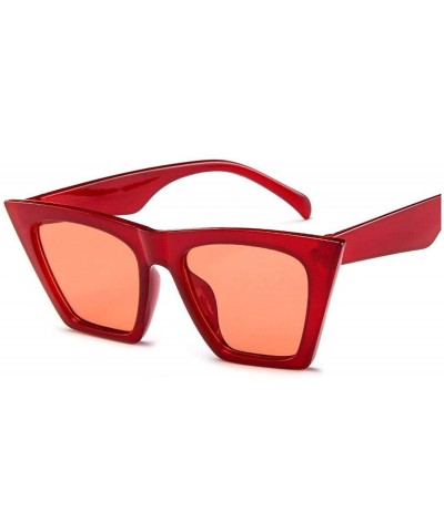 Square Plastic Vintage Luxury Sunglasses Women Candy Color Lens Glasses Classic Retro Outdoor Travel Lentes De Sol - Red - CJ...