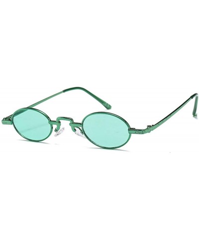 Oversized Unisex Vintage Oval Glasses Small Metal Frames Sunglasses UV400 - Green - C918N003GLK $8.06