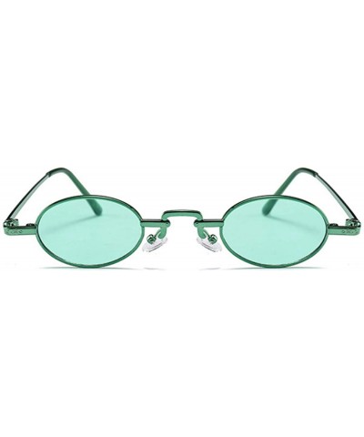 Oversized Unisex Vintage Oval Glasses Small Metal Frames Sunglasses UV400 - Green - C918N003GLK $20.70