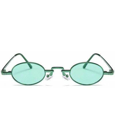 Oversized Unisex Vintage Oval Glasses Small Metal Frames Sunglasses UV400 - Green - C918N003GLK $20.70