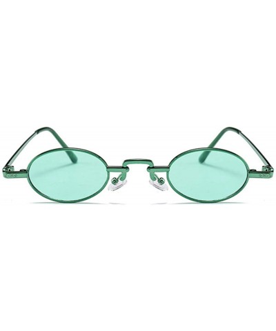 Oversized Unisex Vintage Oval Glasses Small Metal Frames Sunglasses UV400 - Green - C918N003GLK $8.06