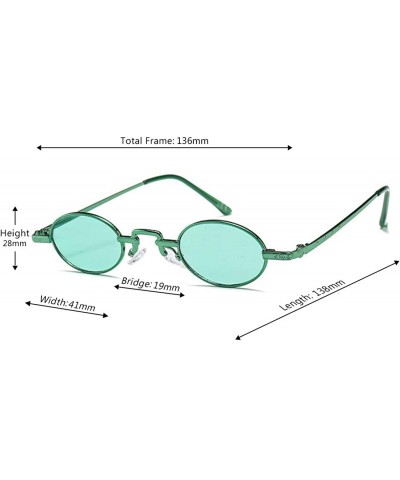 Oversized Unisex Vintage Oval Glasses Small Metal Frames Sunglasses UV400 - Green - C918N003GLK $20.70