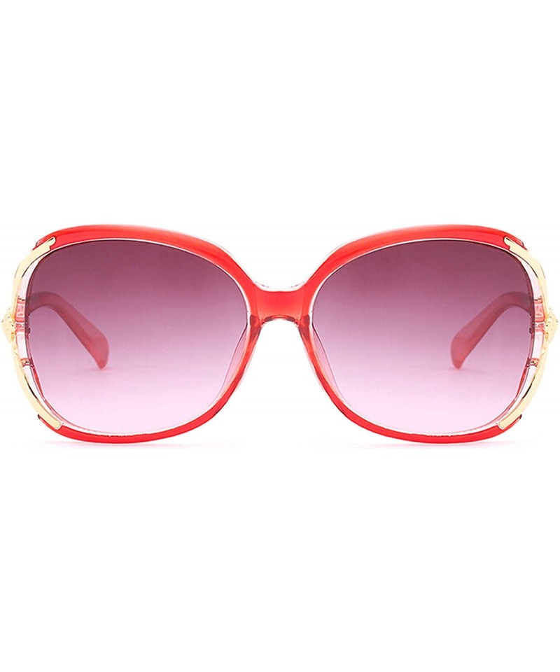Square Retro Classic Flower Sunglasses for Women metal AC UV 400 Protection Sunglasses - Red - CR18SAS0OLY $14.04