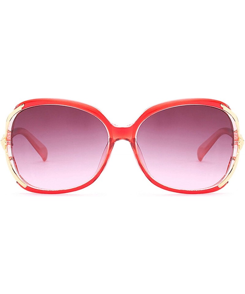 Square Retro Classic Flower Sunglasses for Women metal AC UV 400 Protection Sunglasses - Red - CR18SAS0OLY $14.04