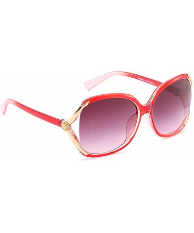 Square Retro Classic Flower Sunglasses for Women metal AC UV 400 Protection Sunglasses - Red - CR18SAS0OLY $14.04