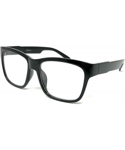 Round Nerd Glasses Classic Fashion Frame Clear Lens Square Round Rectangle - Black Compact Rectangle- Clear - C818X55SGTS $21.23