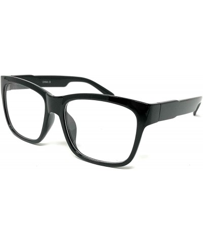 Round Nerd Glasses Classic Fashion Frame Clear Lens Square Round Rectangle - Black Compact Rectangle- Clear - C818X55SGTS $10.13