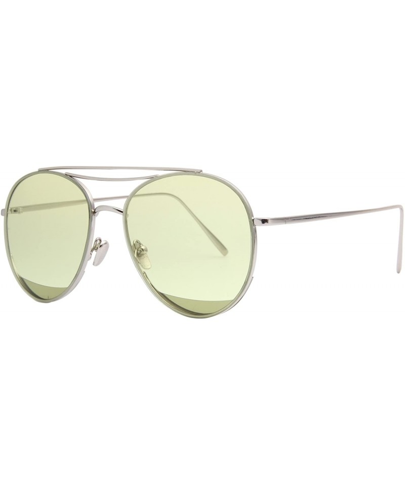 Aviator Classic Metal Frame Flat Lens Aviator Sunglasses LS5091Z - Green - C3182EHIT0C $18.88