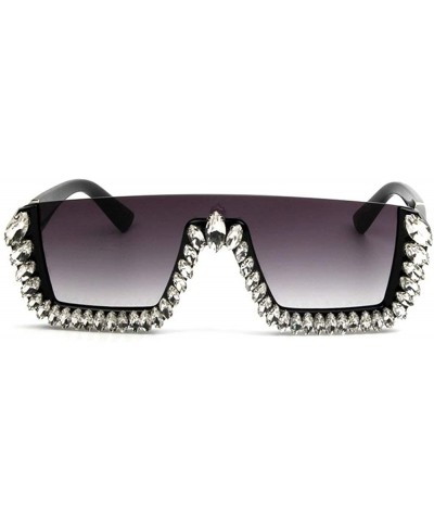 Square Fashion One piece Sunglasses Rhinestone Diamond - Grey - CC18YDAYKIX $27.88