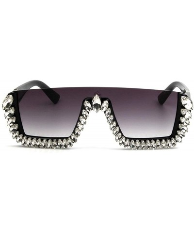 Square Fashion One piece Sunglasses Rhinestone Diamond - Grey - CC18YDAYKIX $15.28