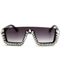 Square Fashion One piece Sunglasses Rhinestone Diamond - Grey - CC18YDAYKIX $15.28