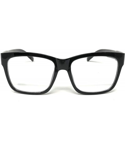 Round Nerd Glasses Classic Fashion Frame Clear Lens Square Round Rectangle - Black Compact Rectangle- Clear - C818X55SGTS $18.57