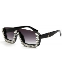 Square Fashion One piece Sunglasses Rhinestone Diamond - Grey - CC18YDAYKIX $15.28