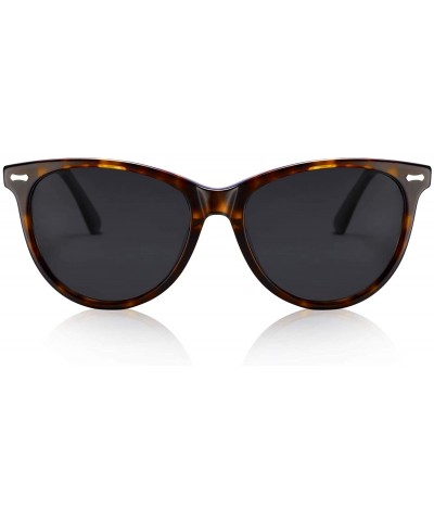 Aviator Polarized Sunglasses Protection Driving Flexible - Cateye Tortoise Frame & Black Lens - C318XXYSMS5 $39.83