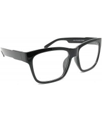 Round Nerd Glasses Classic Fashion Frame Clear Lens Square Round Rectangle - Black Compact Rectangle- Clear - C818X55SGTS $18.57