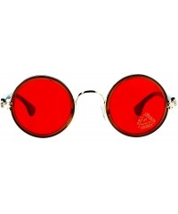 Round Unisex Sunglasses Clear Lens Glasses Round Circle Vintage Frame - Brown Gold (Red) - CX188AM5ZSU $8.31