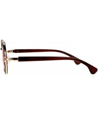 Round Unisex Sunglasses Clear Lens Glasses Round Circle Vintage Frame - Brown Gold (Red) - CX188AM5ZSU $8.31