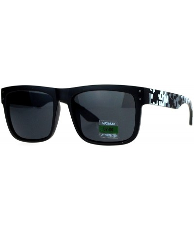 Square Unisex Fashion Sunglasses Square Rectangle Matte Frame Digital Pixel Print - Black White - C3188TRNAGD $19.61