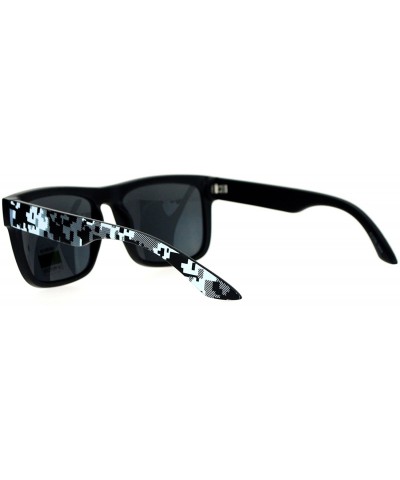 Square Unisex Fashion Sunglasses Square Rectangle Matte Frame Digital Pixel Print - Black White - C3188TRNAGD $9.17