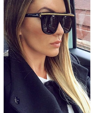 Goggle Women Oversize Sunglasses Fashion Square Eyewear UV400 Metal Chain Shades - Leopard Frame/Brown Lens - C018OSTGNI3 $21.90