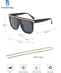Goggle Women Oversize Sunglasses Fashion Square Eyewear UV400 Metal Chain Shades - Leopard Frame/Brown Lens - C018OSTGNI3 $21.90