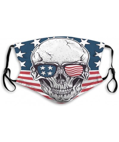Shield Mouth Covers for Men Women Boys Girls American Skull in Sunglasses on USA Flag Unisex Shield - CJ199XESYHI $20.23