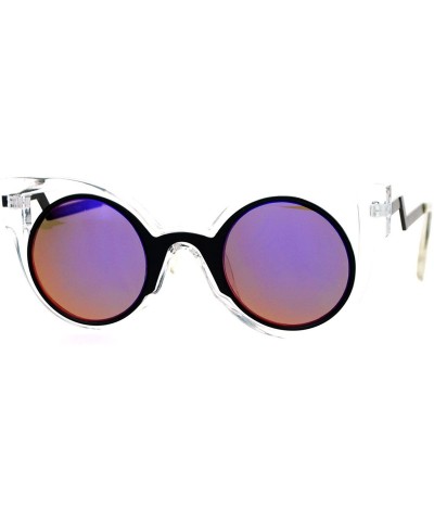 Round Womens Round Cateye Sunglasses Super Retro Stylish Eyewear UV400 - Clear (Purple Mirror) - C3189C2XS62 $13.56