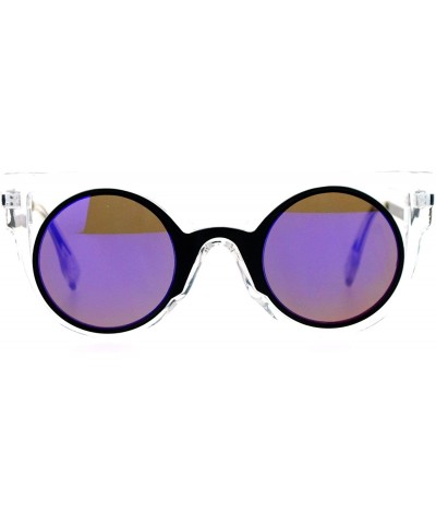 Round Womens Round Cateye Sunglasses Super Retro Stylish Eyewear UV400 - Clear (Purple Mirror) - C3189C2XS62 $13.56