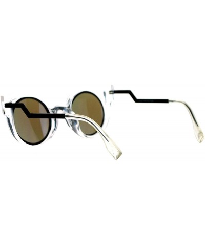 Round Womens Round Cateye Sunglasses Super Retro Stylish Eyewear UV400 - Clear (Purple Mirror) - C3189C2XS62 $27.42