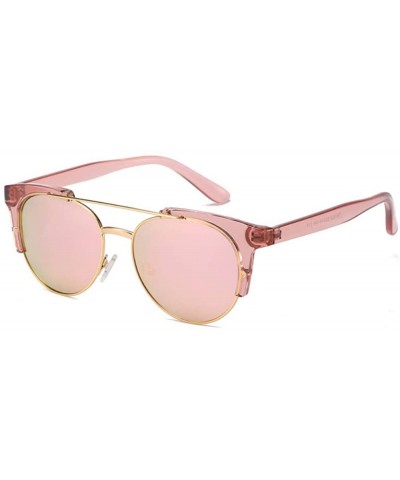 Aviator Sunglasses RETRO SUNGLASSES coated with round sunglasses - B - CS18QNC3OZH $70.99