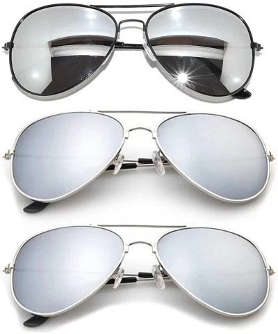Aviator Men Women Aviator Sunglasses Metal Frame Police Shades Patriotic - 2silver 1black - CH11K0VEOWB $17.21