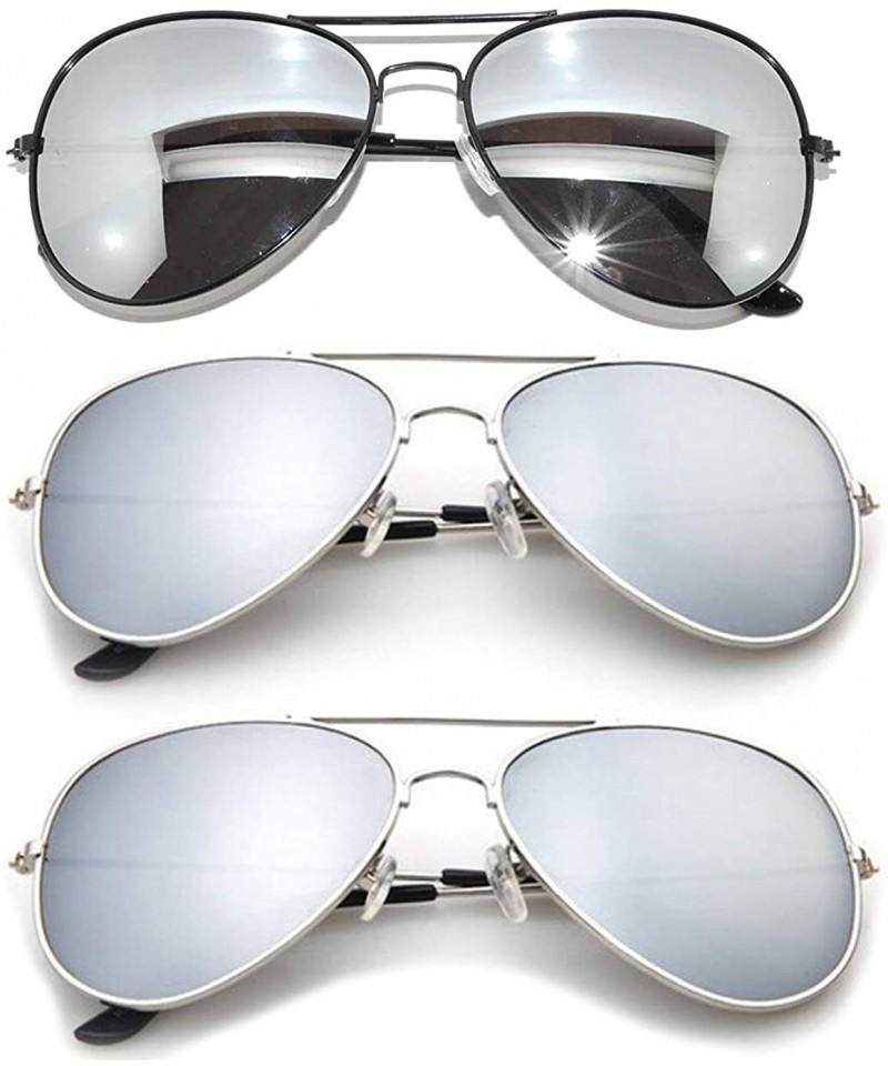 Aviator Men Women Aviator Sunglasses Metal Frame Police Shades Patriotic - 2silver 1black - CH11K0VEOWB $9.90