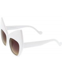 Cat Eye Chunky Frame Colored Mirror Square Lens Oversized Cat Eye Sunglasses 49mm - White / Purple Mirror - CN12LBRVEJD $10.98