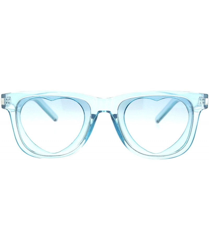 Rectangular Unisex Heart Shape Cutout Lens Horn Rim Hipster Plastic Sunglasses - Blue - CJ18O9NEK2H $13.67