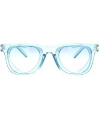 Rectangular Unisex Heart Shape Cutout Lens Horn Rim Hipster Plastic Sunglasses - Blue - CJ18O9NEK2H $13.67