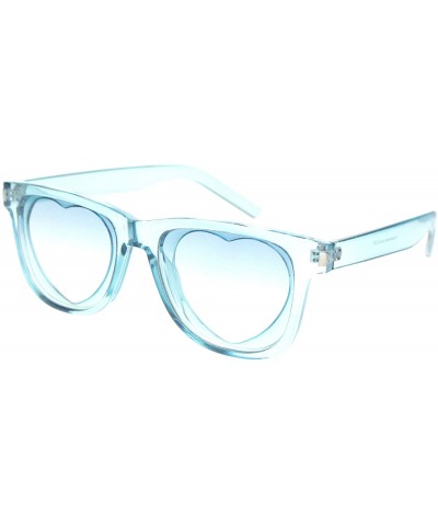 Rectangular Unisex Heart Shape Cutout Lens Horn Rim Hipster Plastic Sunglasses - Blue - CJ18O9NEK2H $13.67