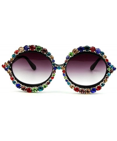 Oval Fashion Vintage Large Frame Oval diamond Glasses Colorful rhinestone lips sunglasses - Multicoloured - CD18WQEEDGC $14.51