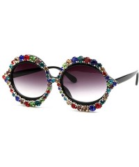 Oval Fashion Vintage Large Frame Oval diamond Glasses Colorful rhinestone lips sunglasses - Multicoloured - CD18WQEEDGC $14.51