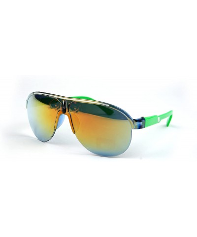 Aviator Unisex Sporty Fashion Aviator Color Temple Sunglasses P2066 - Green-yellowmirror Lens - CX11BRIQ53R $8.95