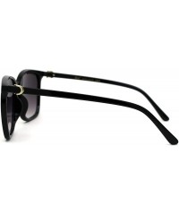 Rectangular Womens Thin Plastic Mod Rectangular Designer Horn Sunglasses - Black Gold Smoke - C91969YEOOS $9.35