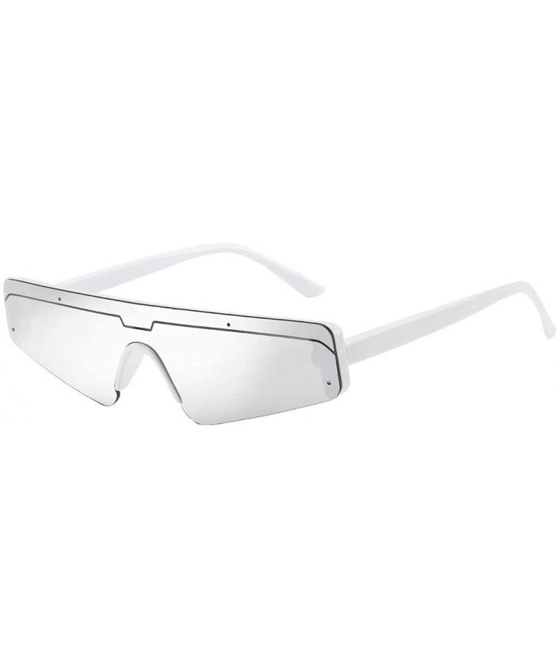 Square Sunglasses - Square Small Frame Siamese Lens Classic Sun Glasses - Silver - CM18UC6IM7E $20.70