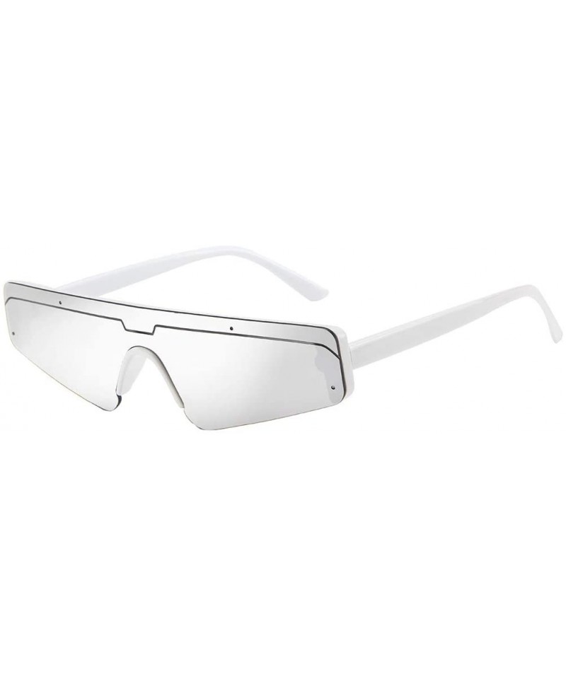 Square Sunglasses - Square Small Frame Siamese Lens Classic Sun Glasses - Silver - CM18UC6IM7E $12.76