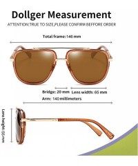 Square Oversized Square Sunglasses for Men Women Pilot Shades Gold Frame Retro Brand Designer - CN18YMNI80K $18.29