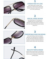 Square Oversized Square Sunglasses for Men Women Pilot Shades Gold Frame Retro Brand Designer - CN18YMNI80K $18.29