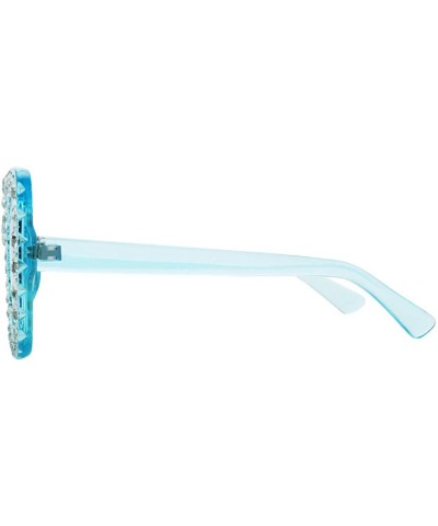 Square ROYAL GIRL Elton Square Rhinestone Sunglasses Oversized Diamond Bling Bling Glasses - Blue - CC18UAK5TKZ $11.39